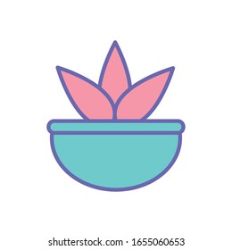 Plant inside pot line and fill style icon design of Floral nature garden ornament botany decoration beauty and flora theme Vector illustration