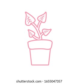 Plant inside pot line style icon design of Floral nature garden ornament botany decoration beauty and flora theme Vector illustration