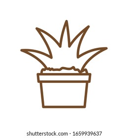 Plant inside pot line style icon design of Floral nature garden ornament botany decoration beauty and flora theme Vector illustration