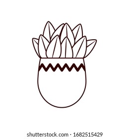 Planta dentro de la línea de cacerola diseño ícono de jardín floral adorno botánica decoración belleza y flora tema Vector ilustración