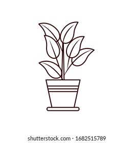plant inside pot line style icon design of Floral nature garden ornament botany decoration beauty and flora theme Vector illustration