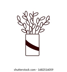 plant inside pot line style icon design of Floral nature garden ornament botany decoration beauty and flora theme Vector illustration