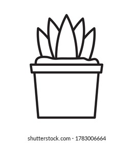 Plant inside pot line style icon design of Floral nature garden ornament botany decoration beauty and flora theme Vector illustration