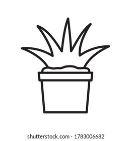 Plant inside pot line style icon design of Floral nature garden ornament botany decoration beauty and flora theme Vector illustration