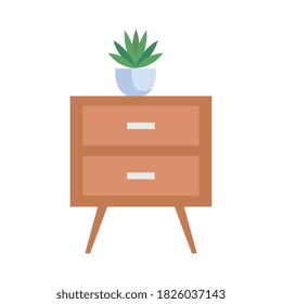 plant inside pot on furniture design, Home room decoration interior modern house decor living and apartment theme Vector illustration