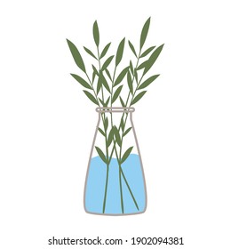 plant inside a vase with water vector illustration design