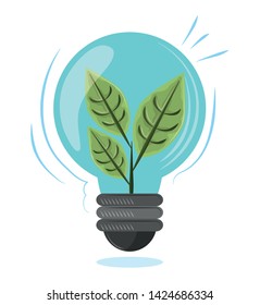 plant into a light bulb icon cartoon vector illustration graphic design