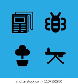 plant, ironing board, bee and newspaper icons vector in sample icon set for web and graphic design