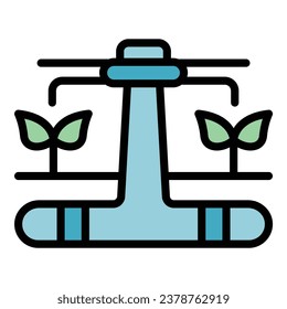 Plant irrigation system icon outline vector. Automatic farm. Spray pipe color flat