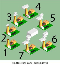 Plant isometry, with pipe. The smoke from the pipe increases with each digit.
