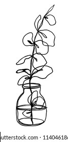 plant in a jar. hand drawn vector art.
