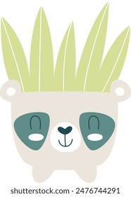 Plant In Koala Pot Vector Illustration