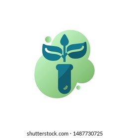 Plant in laboratory glass icon vector, filled flat sign, Test tube with Leaves bicolor pictogram, green colors. Symbol, logo illustration