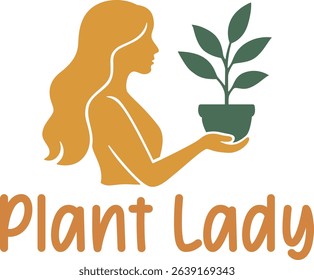 Plant Lady isolated on a white background.
