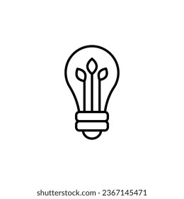 Plant in Lamp Outline Vector Symbol. Vector Illustration for web sites, apps, design, banners and other purposes