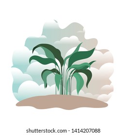 plant in landscape isolated icon
