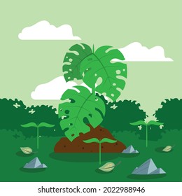 plant in landscape nature scene