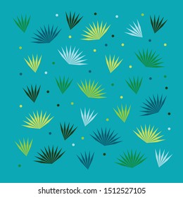 Plant leaf blue green vector pattern