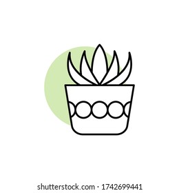 Plant, leaf, botanic icon. Simple line, outline vector elements of flora with green circle for ui and ux, website or mobile application