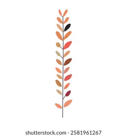 Plant leaf, branch. Icon, vector illustration,pink, red, green, graphic design, flat style
