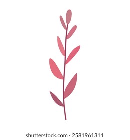 Plant leaf, branch. Icon, vector illustration, graphic design,pink, flat style

