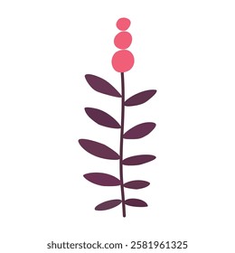 Plant leaf, branch. Icon, vector illustration, pink, brown,graphic design, flat style
