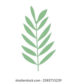 Plant leaf, branch. Icon, vector illustration, green, graphic design, flat style
