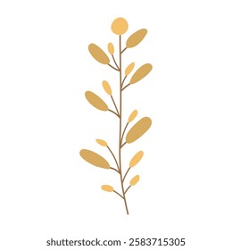 Plant leaf, branch. Icon, vector illustration,brown, beige, graphic design, flat style
