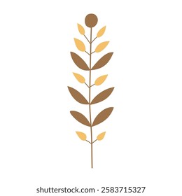 Plant leaf, branch. Icon, vector illustration,brown, beige, graphic design, flat style
