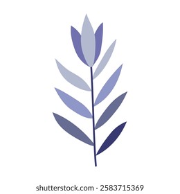 Plant leaf, branch. Icon, vector illustration, blue, graphic design, flat style
