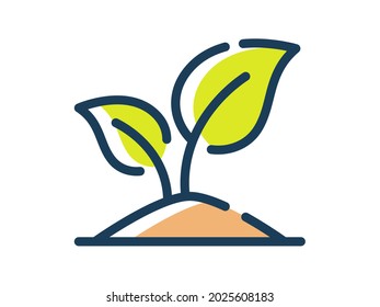 plant leaf grow nature single isolated icon with dash or dashed line style