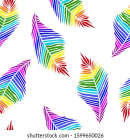 The plant leaf has incorporated all the colors of the rainbow.Seamless pattern.Background and texture.