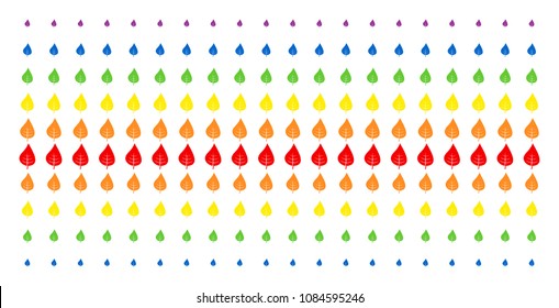 Plant Leaf icon rainbow colored halftone pattern. Vector items organized into halftone grid with vertical spectrum gradient. Constructed for backgrounds, covers, templates and abstract concepts.