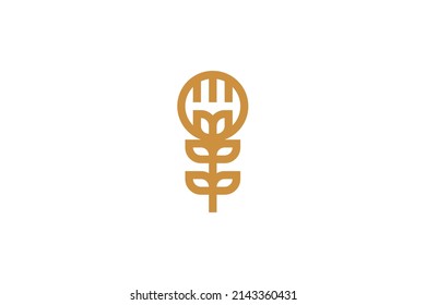 Plant and Leaf Monoline Logo