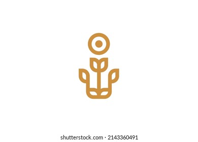 Plant and Leaf Monoline Logo