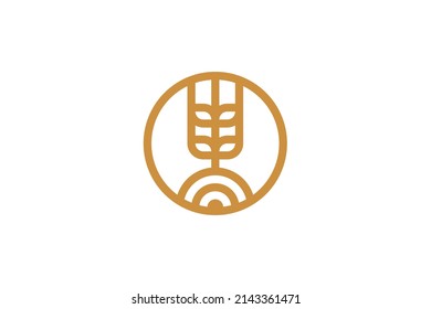 Logotipo de la planta y la hoja de monolina