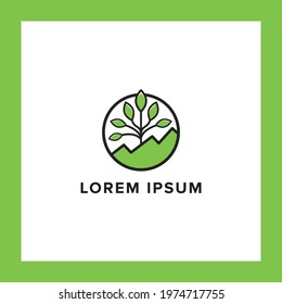 plant leaf mountain logo design