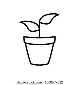 plant leaf pot icon line style vector