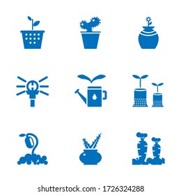 Plant and leaf solid icon set, gardener, backyard garden, 64x64 Pixel perfect icon, editable icon for web design and application on white isolated background