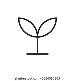 plant leaf sustainability environment care outline stroke icon vector eps