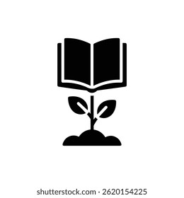 A plant with a leaf turning into a book, symbolizing knowledge and continuous personal growth