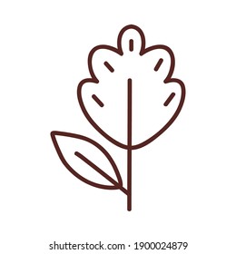 Hoja de planta con dos hojas estilo línea diseño ícono del tema floral Natural Ilustración vectorial