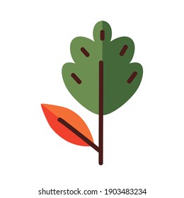 Plant leaf with two leaves line and fill style icon design of Natural floral theme Vector illustration