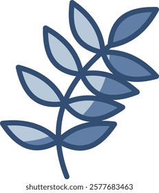 plant leaf vector icon transparent background. replaceable blue color design