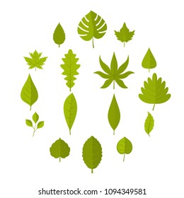 Plant leafs icons set in flat style isolated vector illustration