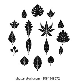 Plant leafs icons set. Simple illustration of 16 plant leafs vector icons for web