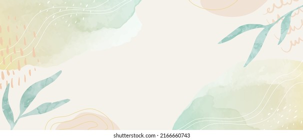 Plant leaves and abstract hand-painted vector illustrations