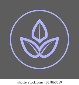 Plant leaves circular line icon. Spa round colorful sign. Flat style vector symbol