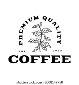 Plant Leaves Coffee With Bean Vintage Logo Vector Illustration Template Icon Design