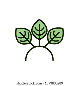 plant leaves environment ecology line and fill vector illustration